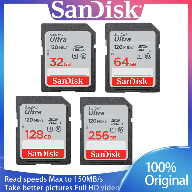SanDisk ͽƮ ͽ SD ī, ִ 150 MB/s ÷ ī, 32GB 64G SDXC 128GB SDHC ޸ ī, 256GB SD ī޶ ũ SD ī